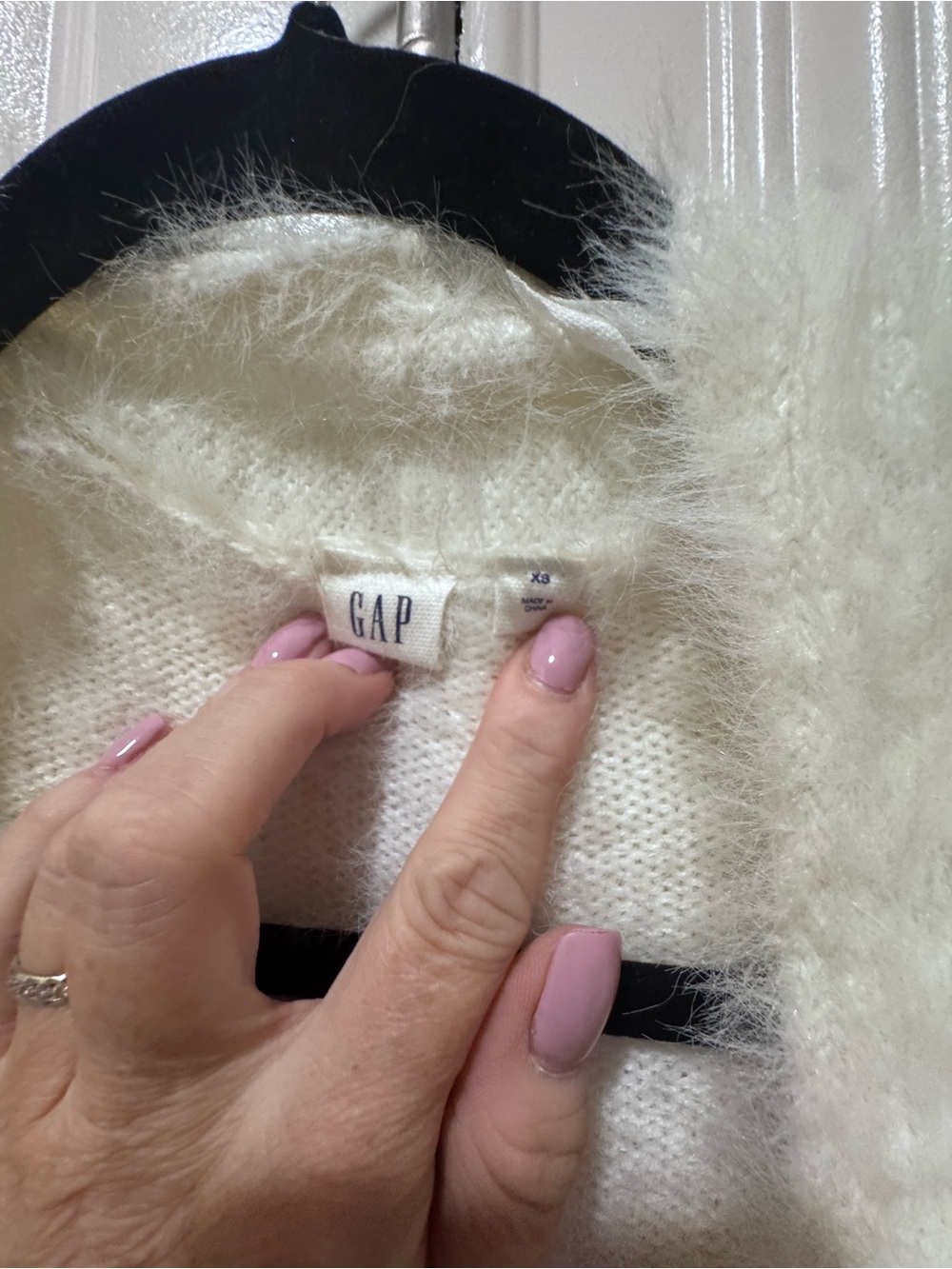GAP Women's Cream Fuzzy Open-Front Cardigan